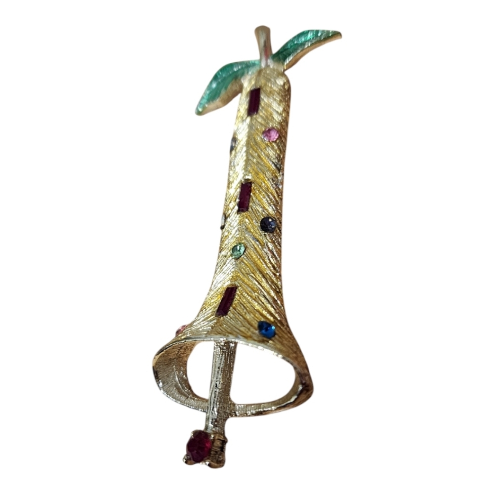 Vintage Mcm Christmas Bell Brooch